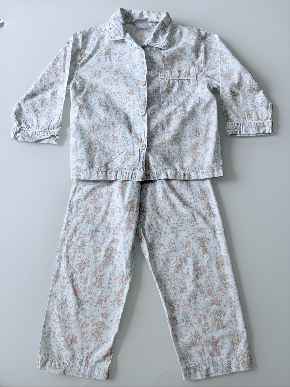 Trotters London Girls Floral Cream Pajama Set Sz 4/5 - Picture 10 of 12